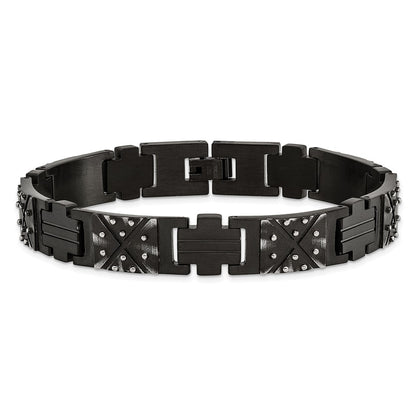 Chisel Stainless Steel Antiqued and Brushed Black IP-plated 9.25 inch Link Bracelet