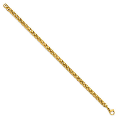Chisel Stainless Steel Polished Yellow IP-plated 6mm 8.5in Spiga Chain Bracelet