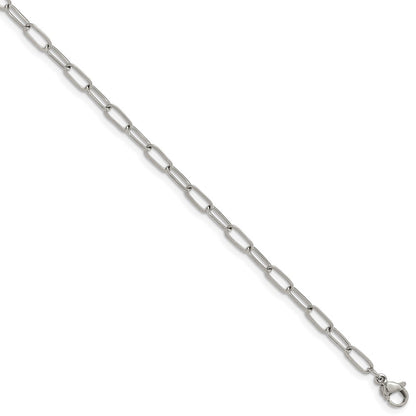 Chisel Stainless Steel Polished Elongated Open Link Paperclip 6.5 inch + 1.25 inch Bracelet