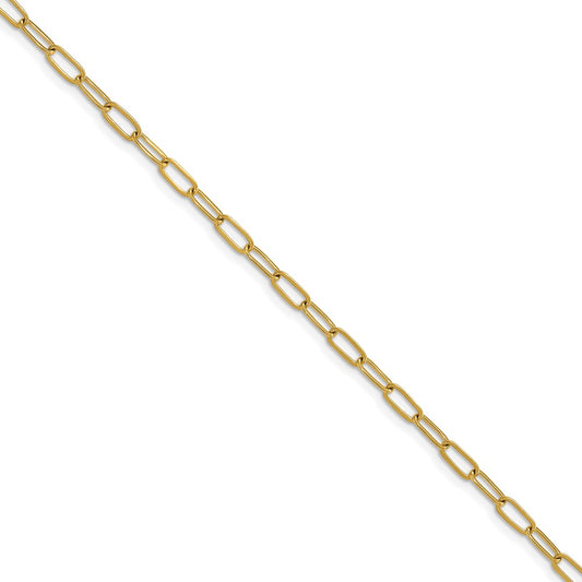 Chisel Stainless Steel Polished Yellow IP-plated Elongated Open Link Paperclip 6.5 inch Bracelet with 1 inch Extension