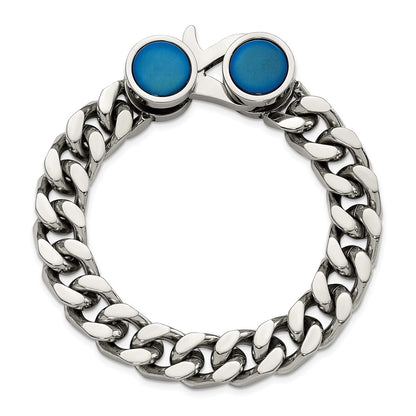Chisel Stainless Steel Polished Blue IP-plated 8 inch Curb Link Bracelet
