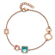 Chisel Stainless Steel Polished Rose IP-plated Multicolor Crystal 7.5 inch Bracelet with 1 inch Extension
