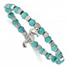 Chisel Stainless Steel Polished 6.5mm Seahorse Imitation Turquoise Beaded Stretch Bracelet