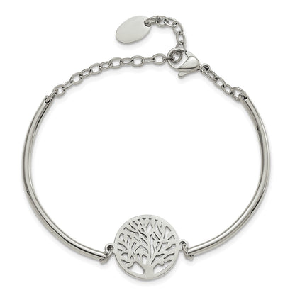 Chisel Stainless Steel Polished Tree 5.75 inch with 2 inch extension Bangle Bracelet