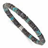 Chisel Stainless Steel Brushed Blue Sediment and Black Spectrolite Beaded Stretch Bracelet