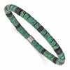 Chisel Stainless Steel Brushed Green Sediment and Black Agate Beaded Stretch Bracelet