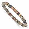 Chisel Stainless Steel Brushed Shoushan and Black Spectrolite Beaded Stretch Bracelet
