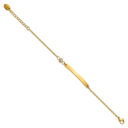 Chisel Stainless Steel Polished Yellow IP-plated with Crystal 6.75 inch ID Bracelet with 1 inch Extension
