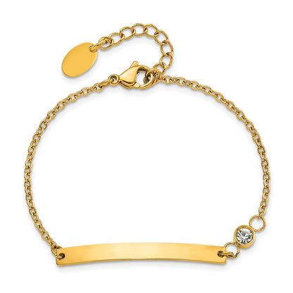 Chisel Stainless Steel Polished Yellow IP-plated with Crystal 6.75 inch ID Bracelet with 1 inch Extension