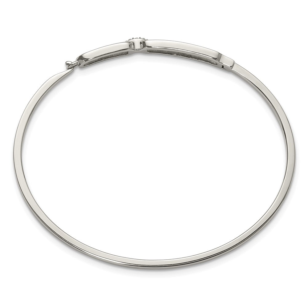 Chisel Stainless Steel Polished with Crystals 6.5 inch Hinged Bangle