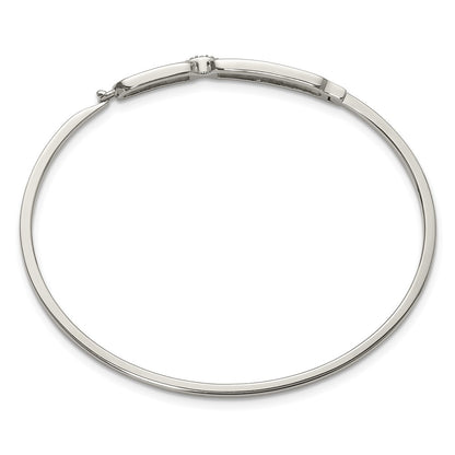 Chisel Stainless Steel Polished with Crystals 6.5 inch Hinged Bangle