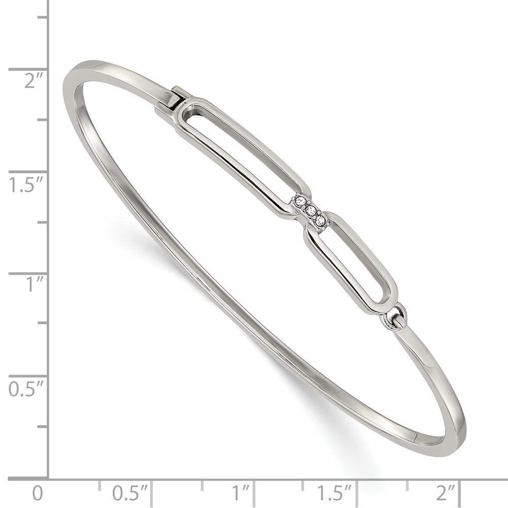 Chisel Stainless Steel Polished with Crystals 6.5 inch Hinged Bangle