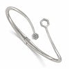 Chisel Stainless Steel Polished with Crystals 6.75 inch Hinged Cuff Bangle