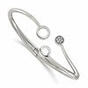 Chisel Stainless Steel Polished with Crystals 6.75 inch Hinged Cuff Bangle
