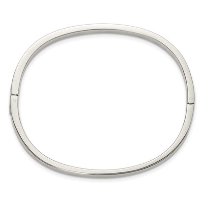 Chisel Stainless Steel Polished with Crystals 4mm 7 inch Hinged Bangle