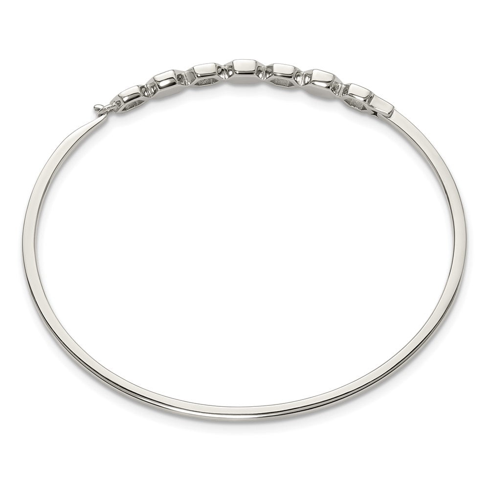 Chisel Stainless Steel Polished with Crystals Hexagons 6.5 inch Hinged Bangle