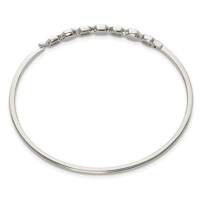 Chisel Stainless Steel Polished with Crystals Hexagons 6.5 inch Hinged Bangle