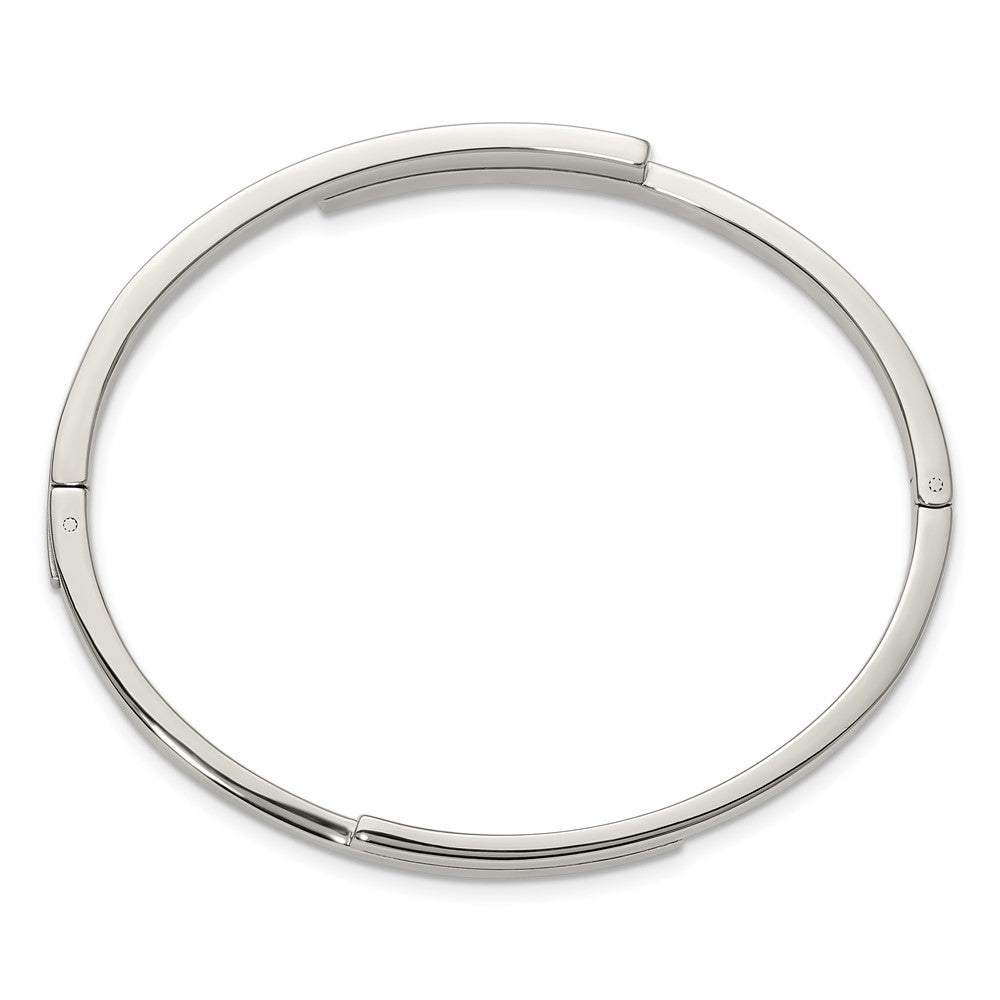 Chisel Stainless Steel Polished with Crystals 6.75 inch Hinged Bangle
