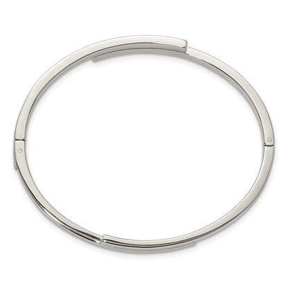 Chisel Stainless Steel Polished with Crystals 6.75 inch Hinged Bangle