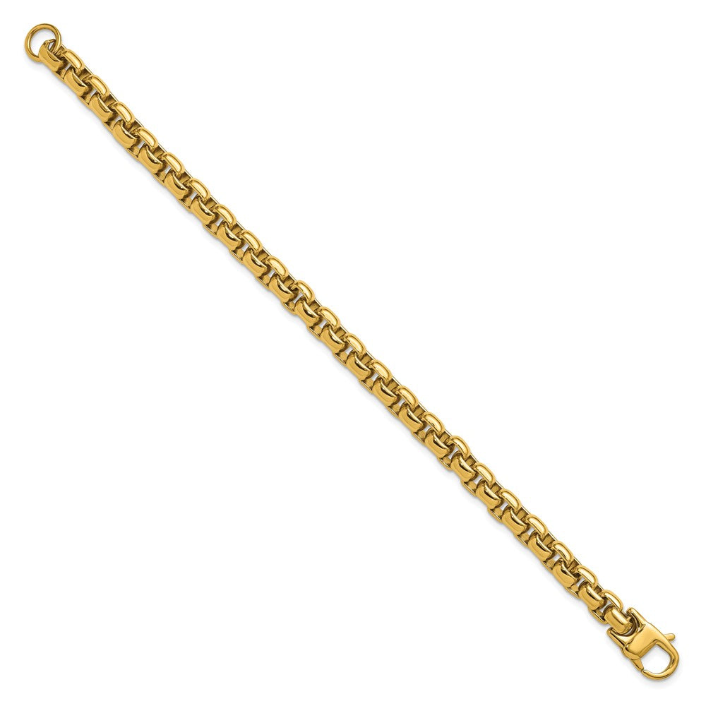 Chisel Stainless Steel Polished Yellow IP-plated 8mm 9 inch Round Box Chain Bracelet