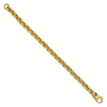 Chisel Stainless Steel Polished Yellow IP-plated 8mm 9 inch Round Box Chain Bracelet