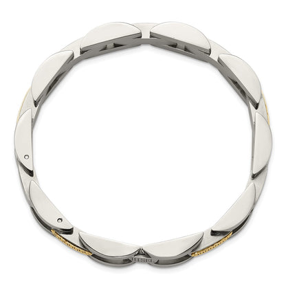 Chisel Stainless Steel Polished with 14K Gold Accent 8.25 inch Link Bracelet