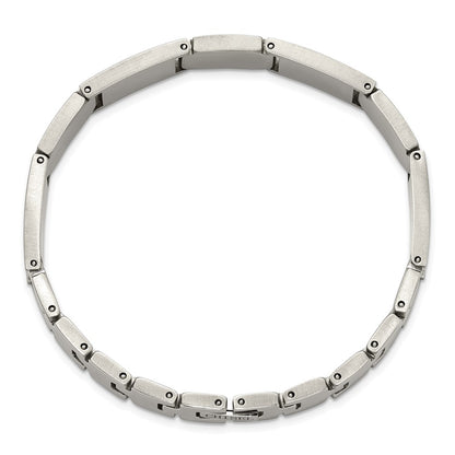 Chisel Stainless Steel Polished with Diamond-cut 14K Gold Accent and 1/20ct. Diamond with Black Enamel 8 inch Bracelet