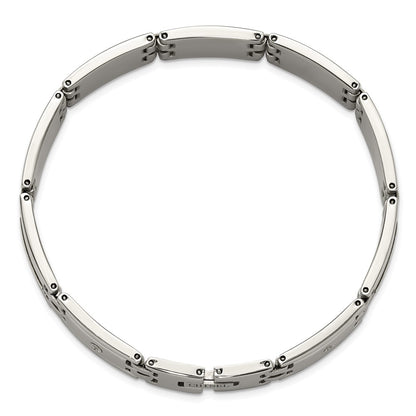 Chisel Stainless Steel Polished with Diamond-cut 14K Gold Accent and .03ct. Diamond 8.75 inch Link Bracelet