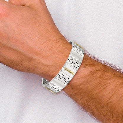 Chisel Stainless Steel Polished and Textured with 14K Gold Accent 8.5 inch Link Bracelet