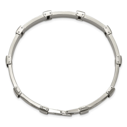 Chisel Stainless Steel Brushed and Polished with Diamond-cut 14K Gold Accent 8.25 inch Link Bracelet
