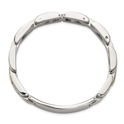 Chisel Stainless Steel Polished with 14K Gold Accent 8.5 inch ID Link Bracelet