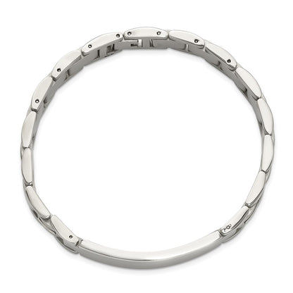 Chisel Stainless Steel Brushed and Polished with Diamond-cut 14K Gold Accent 8.5 inch ID Link Bracelet