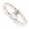 Chisel Stainless Steel Polished Heart 3-4mm Pink Quartz Two Strand 7.75 inch Stretch Bracelet