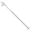 Chisel Stainless Steel Polished with Half White Freshwater Cultured Pearl and CZ Heart Dangle 8.25 inch Bracelet