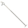 Chisel Stainless Steel Polished with Half White Freshwater Cultured Pearl and CZ Heart Dangle 8.25 inch Bracelet
