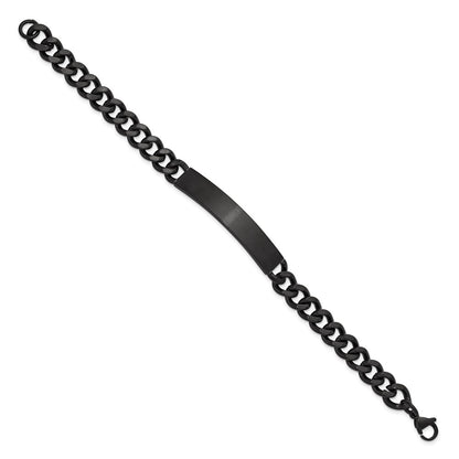 Chisel Stainless Steel Brushed and Polished Black IP-plated Curb Link 8 inch ID Bracelet