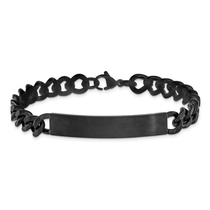 Chisel Stainless Steel Brushed and Polished Black IP-plated Curb Link 8 inch ID Bracelet