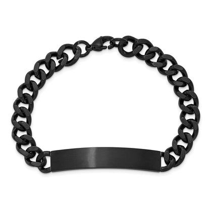 Chisel Stainless Steel Brushed and Polished Black IP-plated Curb Link 8 inch ID Bracelet