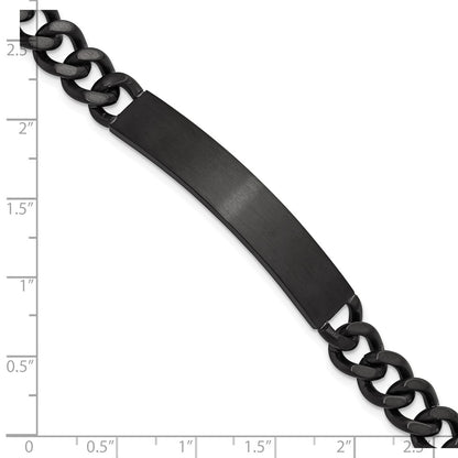 Chisel Stainless Steel Brushed and Polished Black IP-plated Curb Link 8 inch ID Bracelet