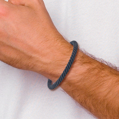 Chisel Stainless Steel Polished Grey Nylon Cord 8 inch Bracelet