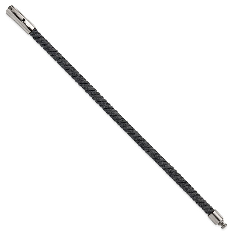 Chisel Stainless Steel Polished Grey Nylon Cord 8 inch Bracelet