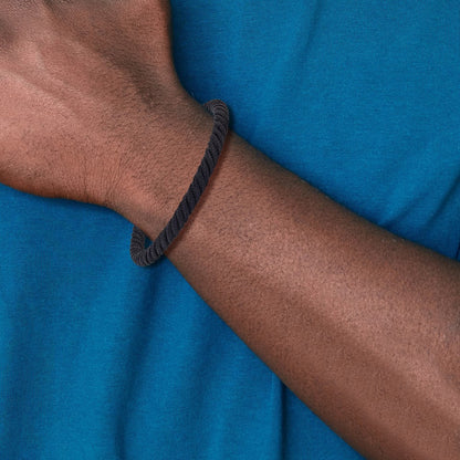 Chisel Stainless Steel Polished Black Nylon Cord 8 inch Bracelet