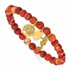 Chisel Stainless Steel Polished Yellow IP-plated Seahorse and Tree of Life Dangles 6mm Red Agate Beaded 6.25 inch Stretch Bracelet