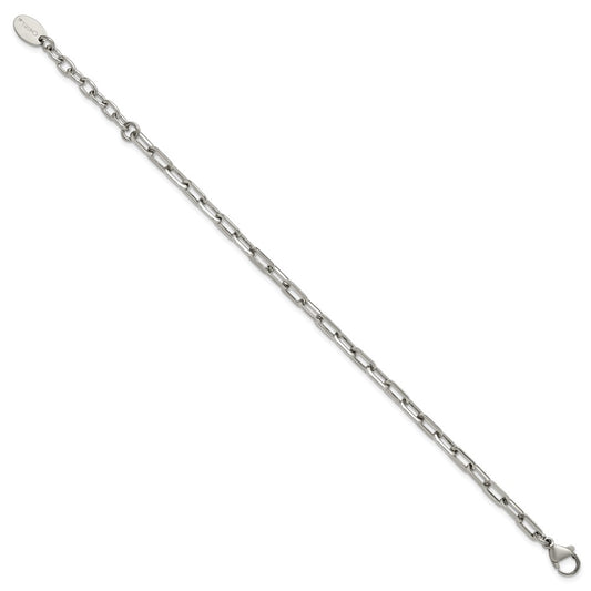 Chisel Stainless Steel Polished 6.5 inch Plus a 1.5 inch Extension Paperclip Chain Link Bracelet
