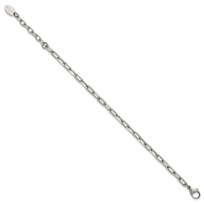 Chisel Stainless Steel Polished 6.5 inch Plus a 1.5 inch Extension Paperclip Chain Link Bracelet