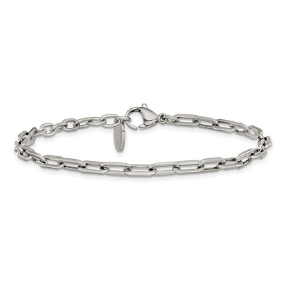 Chisel Stainless Steel Polished 6.5 inch Plus a 1.5 inch Extension Paperclip Chain Link Bracelet