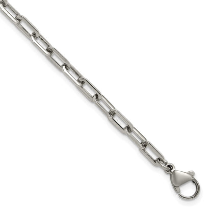 Chisel Stainless Steel Polished 6.5 inch Plus a 1.5 inch Extension Paperclip Chain Link Bracelet