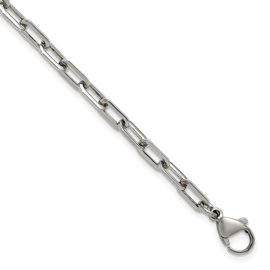 Chisel Stainless Steel Polished 6.5 inch Plus a 1.5 inch Extension Paperclip Chain Link Bracelet