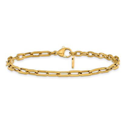 Chisel Stainless Steel Polished Yellow IP-plated 6.5 inch Plus a 1.5 inch Extension Paperclip Chain Link Bracelet