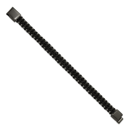 Chisel Stainless Steel Brushed Gunmetal IP-plated and Black Nylon 8.5 inch Bracelet